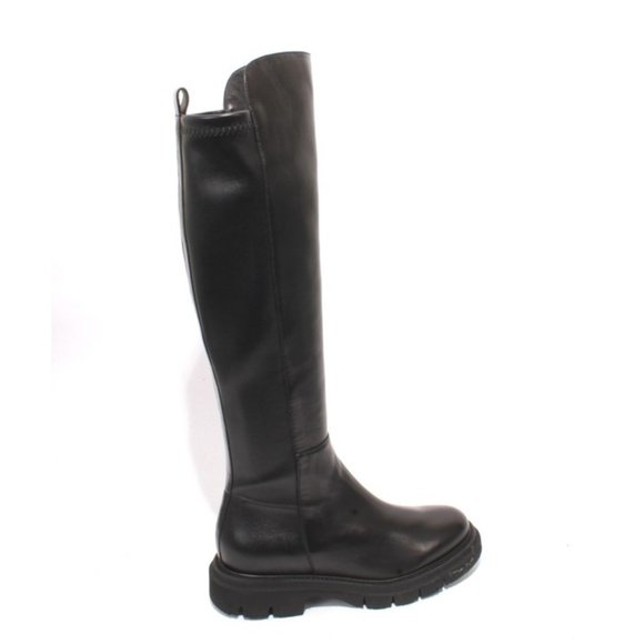 Luca Grossi 158a Black Leather Stretch Zip-Up Knee High Boots - Picture 3 of 8